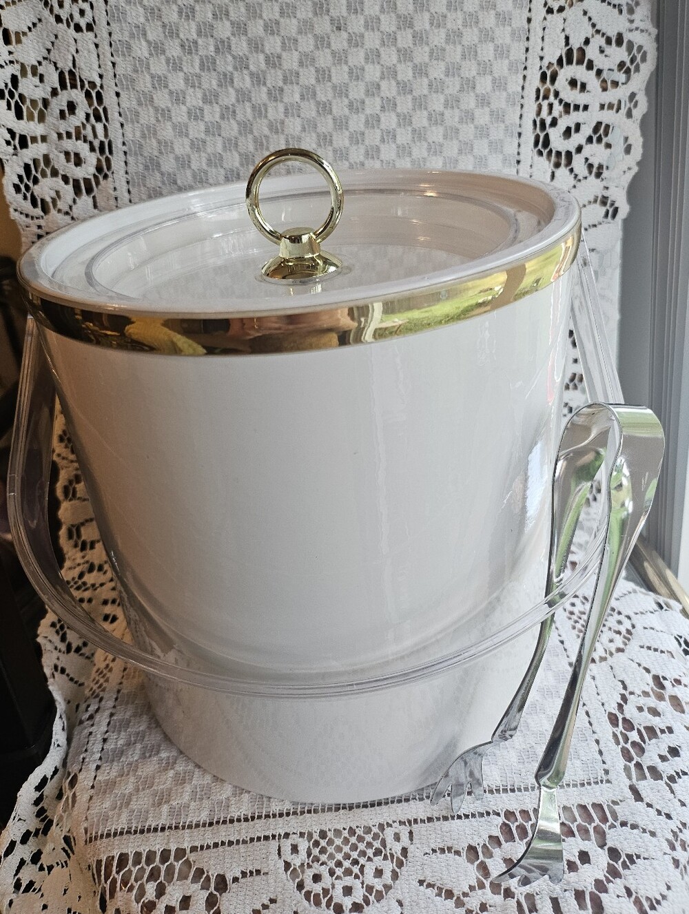 MCM White & Gold Ice Bucket